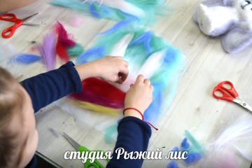 Картина шерстью "Пушистый Зайка". Фотоотчёт с мастер-класса для детей и взрослых в Тольятти