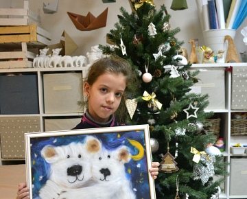 Картина шерстью "Белый мишка". Мастер класс для детей и взрослых в Тольятти