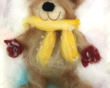 Картина шерстью "Мишка с шарфом". Мастер-класс для детей и взрослых в Тольятти