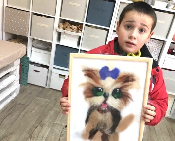Картина шерстью "Собака". Мастер класс для детей и взрослых в Тольятти