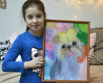 Картина шерстью "Собака. Радужное очарование". Мастер класс для детей и взрослых в Тольятти